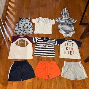9 Boys Summer Clothes Bundle 24M ☀️ | Short Sleeve Shirts & Shorts- Cute & Comfy